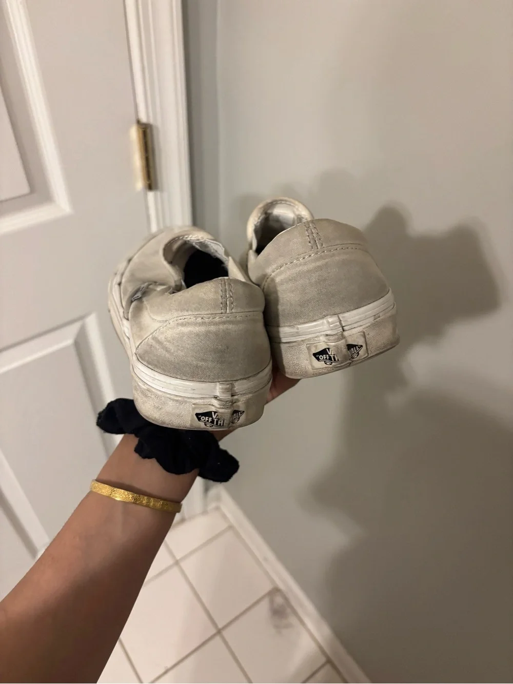 Vans White Slip-On Canvas Loafers